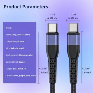OEM LOGO 60W 1M 2M PD Type C to USB C Cable Fast Charging <b>Charger</b> Wire Cord for All Phone For Samsung/Xiaomi/Huawei Universal - Product Image 4