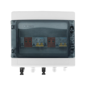 Caja combinadora fotovoltaica de CC de 12 circuitos, caja de distribución impermeable IP65, 2 entradas 2 salidas (600V), cubierta transparente - Product Image 1