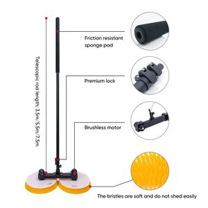 <strong>Electric</strong> Solar Panel <strong>Cleaning</strong> <strong>Brush</strong> 7.5m Telescopic Pole Double Disc PV Cleaner High Efficiency Fast Rotation - Product Image 4