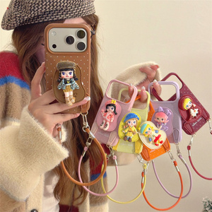 เคสโทรศัพท์ลายโดราเดอะเอ็กซ์พลอเรอร์น่ารัก พร้อมสายคล้องคอ สำหรับ iPhone 17 16 15 14 Pro Max  วัสดุหนัง  พร้อมขาตั้ง  วงแหวนสำหรับสาวๆ  ฝาหลังแบบมีห่วง - Product Image 6