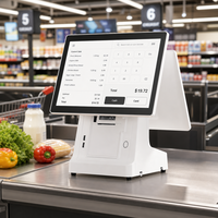 Máquina POS de Doble Pantalla Blanca Directo de Fábrica, Sistema Operativo Windows Todo en Uno, Pantalla Táctil, Hardware de Punto de Venta con Impresora Térmica