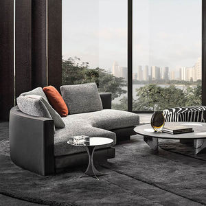 Sofá Seccional Reclinable en Forma de L de Estilo Nórdico Wabi-Sabi, Patas de Acero Inoxidable, Tapicería de Lino, Diseño Minimalista Italiano para Villa - Product Image 3