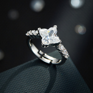 Star Shaped <b>Adjustable</b> <b>Ring</b> With Micro Set Zircon Stones Fashion Jewelry Gift For Index Finger - Product Image 1