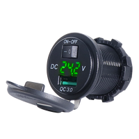 Cargador de Coche USB Inteligente Kewig QC3.0, Salida de 18W, Carga de Teléfono 12-24V, con Pantalla de Voltaje y Botón de Encendido/Apagado para Coche, Barco, Autobús