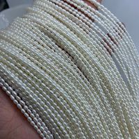Perles de culture d'eau douce naturelles en gros, Keshi, haute brillance, blanches, 2,5-3 mm, forme riz, semi-finies, pour bijoux DIY, en sachet OPP