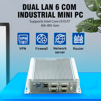 Sharerdp Factory Direct Core I3 I5 Generasi ke-6 & ke-7 6200U 7200U 8130U 6COM 2 Gigabit LAN Embedded Industrial Fanless Mini PC Komputer