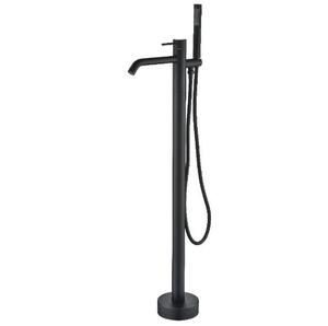 Baignoire autoportante autoportante montée au sol baignoire en laiton <span class=keywords><strong>noir</strong></span> <span class=keywords><strong>mat</strong></span> <span class=keywords><strong>robinet</strong></span> douche <span class=keywords><strong>avec</strong></span> <span class=keywords><strong>douchette</strong></span> pour salle de bain - Product Image 1