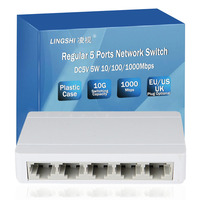 Switch Ethernet Gigabit de Escritorio, 10/100/1000 Mbps, Carcasa de Plástico, 5 Puertos, Mini Switch de Red Gigabit de Escritorio
