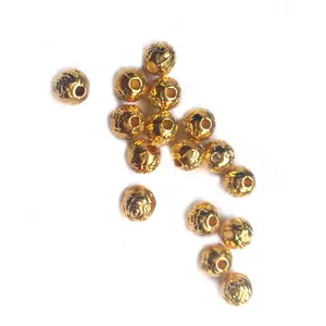 Rosary beaded metal beads Rondelle Rose beads hollow rosary Diy accessories 6mm Gold and Silver plating