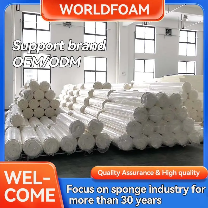 Worldfoam üretici fabrika özel levhalar köpük jel bellek köpük rulo yatak köpük sünger ped yüksek yoğunluklu poliüretan mat