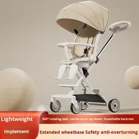 Poussette bébé pliable légère en métal avec position assise-allongée, design bidirectionnel pour une utilisation manuelle