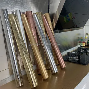 Prova di olio di Alluminio Sticker Autoadesivo Metallic Gold Argento Cucina Carta Da Parati