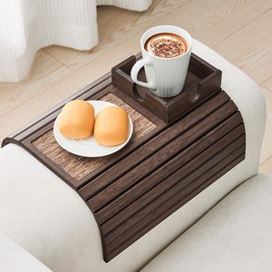 Anti-Slip Couch Cup Holder Foldable <b>Sofa</b> Arm Table <b>Sofa</b> Armrest Table Bamboo Couch Cup Holder Tray Bamboo Couch Arm Tray - Product Image 2