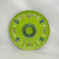 Plateau rond en mélamine écologique personnalisé, fourni par l'usine, pour les chips, passe au lave-vaisselle, vente en gros de plateaux en mélamine pour chips et trempette