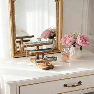 Support à bijoux en bois multi-usages Art Déco à 3 niveaux en forme d'<span class=keywords><strong>arbre</strong></span> avec vague océanique en résine |   Présentoir multifonctionnel pour montres et bijoux pour la décoration intérieure - Product Image 3