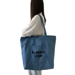 Made in China Cheap Sturdy Eco-friendly Fabric Personalized Brand Tote Single Shoulder Denim Bags for Gifts