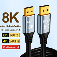 8K DP Cable 1,4 Trenzado de alta calidad 8K 60Hz 4K Chapado en oro de alta velocidad para Monitor GPU TV PC Laptop