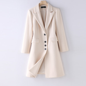 Women's Long Trench Coat Grey Solid Color Medium Thickness Polyester Woven Autumn Winter Outerwear Slim Fit Straight Cut - Product Image 3