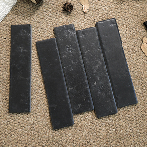 Carreaux de porcelaine aspect <span class=keywords><strong>travertin</strong></span> noir mat, aspect artisanal, 60x250, pour <span class=keywords><strong>salon</strong></span>, décoration murale, décoration intérieure - Product Image 2