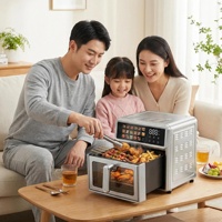 Friteuse à air électrique carrée en acier inoxydable pour usage domestique, sans revêtement, grande capacité 14L, éléments chauffants doubles, commande tactile