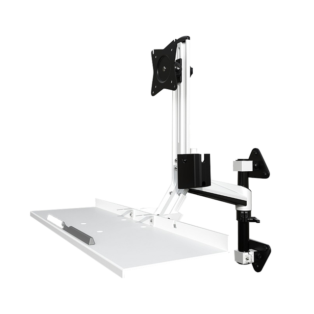 DC104W Industrial Hovering Wall-mounted Display Monitor Arm Bracket Mount with Keyboard Rest for Machine Tool Equipment