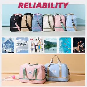 Large Capacity Wet Dry Separation Waterproof Carryall Women Short Trip Luggage Duffel Travel Bag With Independent Shoe Warehouse