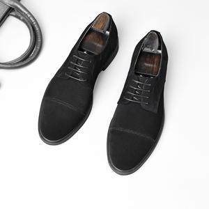 Chaussures habillées pour hommes en cuir de vachette véritable, style brogue, à enfiler, à bout pointu, avec soutien de la voûte plantaire, semelles imperméables et respirantes - Product Image 1