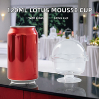 Honger GD2023 MOQ100sets 120ml 4oz Gobelets à dessert en plastique PS transparent en forme de fleur de lotus à tige courte pour mousse et pouding avec couvercle