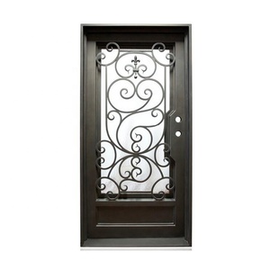 Entrée principale en fer forgé pour maison en métal, à <span class=keywords><strong>double</strong></span> entrée pour villa, à la maison, à coupure thermique. - Product Image 4