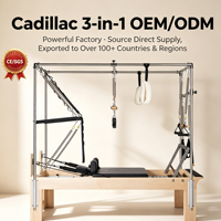 Reformer Pilates 3-en-1 en bois de chêne avec logo personnalisé, Combo Cadillac Tower, équipement professionnel en bois massif pour studio de yoga et fitness
