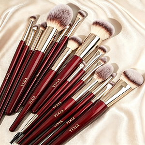 Pinceaux de maquillage quotidiens pour la beauté, poils synthétiques doux, manche en bois, pinceaux pour le visage et les yeux, marque privée, vente en gros - Product Image 1