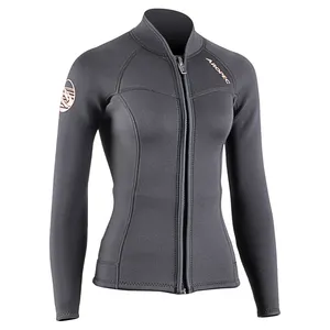 Pemasok Taiwan jaket Neoprene Anti-UV lengan panjang ritsleting depan pakaian selam Scuba untuk wanita