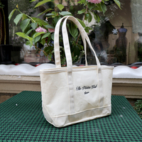 Bolsa de Mano Grande de Lona de Algodón Personalizada, Hecha a Mano, Reutilizable, con Bolsillos con Cremallera, Ecológica, al por Mayor
