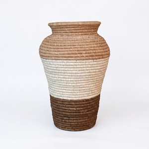 Jarrón Cilíndrico de Paja Tejida Rústico para Mesa, Amarillo, Gris, Blanco, Decorativo para Interiores, Ecológico, Decoración del Hogar - Product Image 3