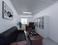 Casa Contenedor Prefabricada de Dos Pisos, Campamento Modular para Trabajadores, Dormitorio con Techo Rojo, Estructura de Acero Aislada e Ignífuga
