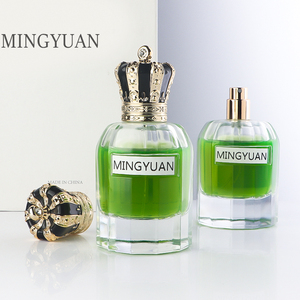 Eau de Parfum cristalline 90ml, flacon de parfum vertical côtelé de luxe avec bouchon à couronne dorée, <span class=keywords><strong>verre</strong></span> transparent - Product Image 4