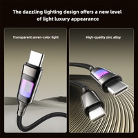 Câble de données Type-C de haute qualité avec lumière LED respirante, câble de charge rapide 5A PD100W pour téléphone portable et ordinateur portable