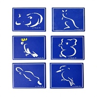 Sous-verre carré en céramique, motif animaux australiens (Kangourou, Koala, Échidne), bleu, design contemporain, vente en gros usine