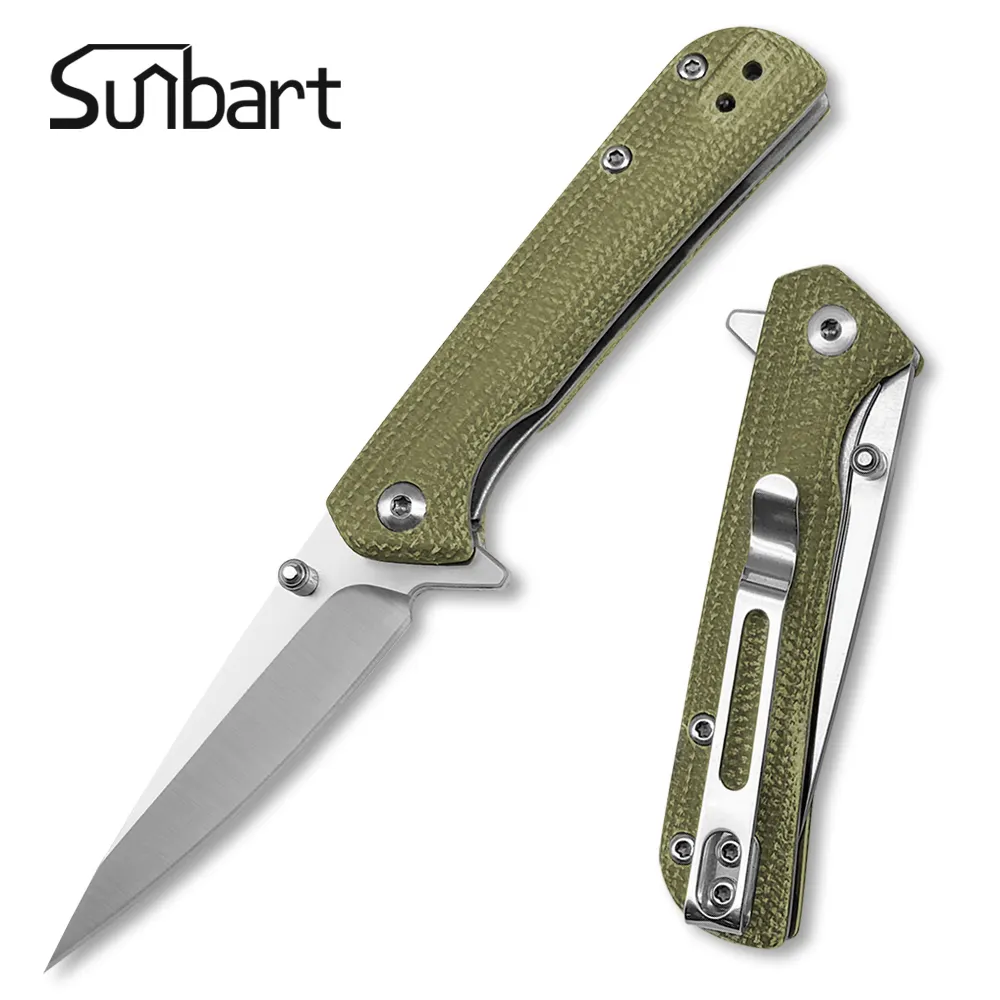 D2 AUS-8 Staal Groen Zwart Kleur Micarta Handvat Survival Outdoor Opvouwbare Draagbare Micarta Vouwmes