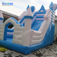 Château Gonflable Commercial Bleu et Blanc avec Toboggan Combo pour Enfants, Maison de Rebond et Toboggan Sec pour Location de Fêtes et Aire de Jeux Extérieure