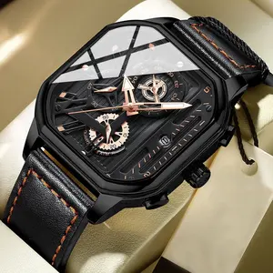 RAYMONS Top Brand Private Label Classic Square Wrist Watches, Leather Luxury Watches Custom Logo watch Reloj de hombre