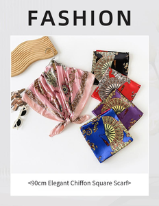 Sciarpa Vintage in seta satinata 90x90cm quadrati leggeri per <span class=keywords><strong>capelli</strong></span> lunghi da donna con motivo personalizzato a molla stile lettera quadrata stampata - Product Image 6