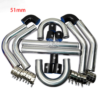 Kit de Tuyauterie Universel en Aluminium RODIN pour Intercooler Turbo, Raccords de Tuyau Ø2.0" 2.5" 3" 500mm de Long pour Rétrofit/Amélioration, Garantie 12 Mois