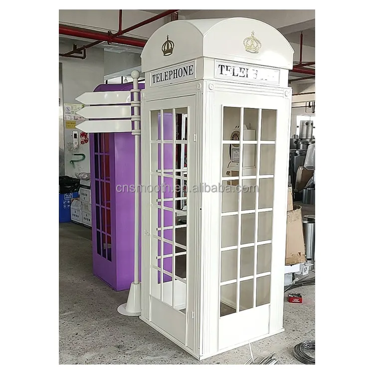 Wedding Decor Outdoor OEM London Telephone Booth Antique Pink White Floral Telephone Booth for outdoor decoration