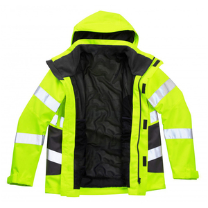 ZUJA ISO 20471 클래스 3 통기성 메쉬 라인 옐로우 재킷 탈착식 후드 안전 반사 재킷 - Product Image 6