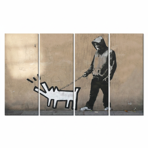 Banksy Barking Dog Graffiti Tempered Glass <b>Wall</b> Art Printed <b>Canvas</b>,SET OF 4 <b>CANVAS</b> - Product Image 2