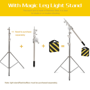 Support d'éclairage pliable en acier inoxydable de 2,9 m, trépied pour projecteur <span class=keywords><strong>Magic</strong></span> Leg, support C pour <span class=keywords><strong>studio</strong></span> photo - Product Image 5