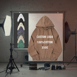 Custom Logo French Terry Hooded Sweatshirt Oversized Pullover <b>Hoodie</b> Streetwear for <b>Men</b> - Product Image 3