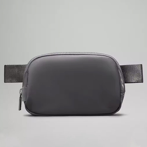 USA Warehouse Unisex 1L Workout Waist Bag Solid Wine <b>Red</b> Smooth Wide Strap Metal Zipper Casual Travel <b>Belt</b> Pouch - Product Image 6