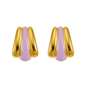 Nouvelles boucles d'oreilles en acier inoxydable goutte d'huile Boucles d'oreilles élégantes en acier au titane plaqué or 18 carats pour femmes - Product Image 1